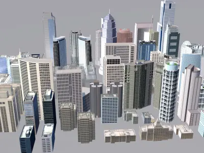 Buildings City building industrial park commercial housing 3D model V8