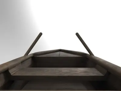 Old rowing wooden boat PBR Free low-poly 3D model