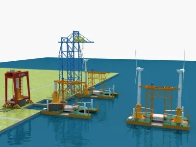 Offshore Wind Power Station 3D model