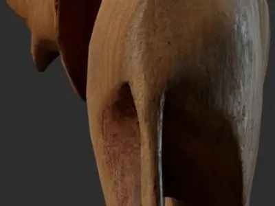 Carved Wooden Elephant statue Low-poly 3D model