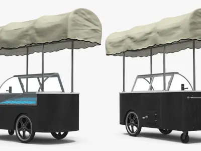  Mobile Ice Cream Display Cart Black 