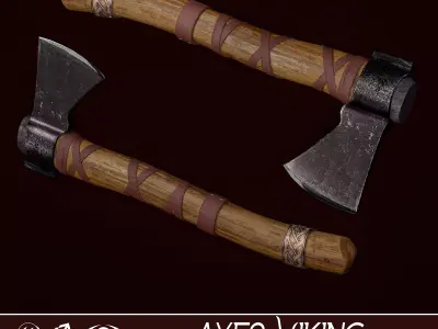 Axes Viking 01  Low-poly 3D model