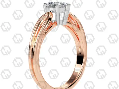 Ring 224 Heart shape split shank solitaire ring with Gems 3D print model