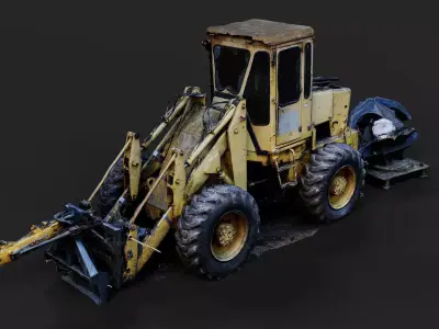 excavator machinery construction site PBR photogrammetry Low-poly 3D model