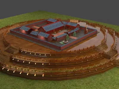 Chinese courtyard house 3D model 3