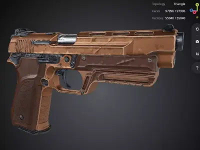 Bronze Pistol 3D model purchase