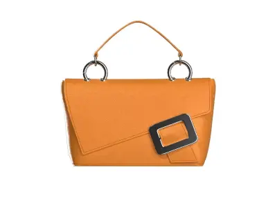 Orange Leather Flap Bag 3D model