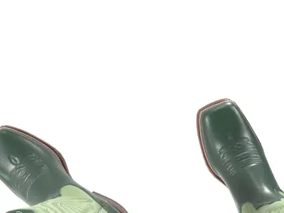 Green Stitch Cowgirl Boots 3D model