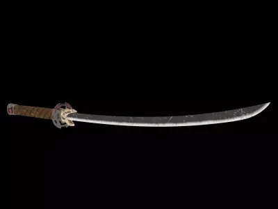 Fantasy Old Katana Low-poly 3D model