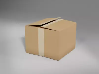 Low Poly Cardboard Box 3D Model Free low-poly 3D model