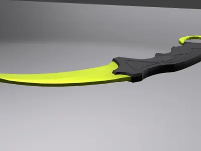Stylized karambit knife Weapon with gold PBR low poly game ready Low-poly 3D model