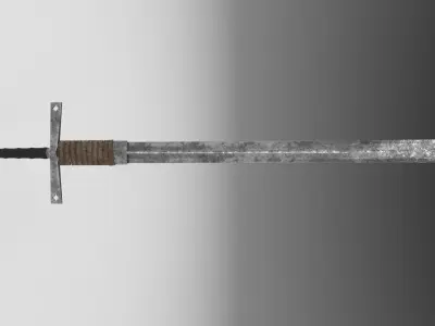 Medieval two-handed sword Low-poly 3D model