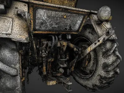 Old rusty and dirty tractor Wladimirec T-25 3D model