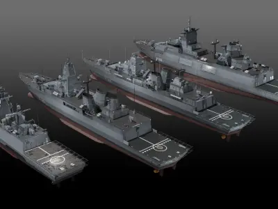 Modern German Navy warships 3D Model Pack