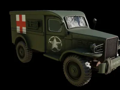 3D model 1940s war dodge truck Low-poly 3D model
