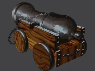 Cartoon Style Old Vessel Cannon 3D model