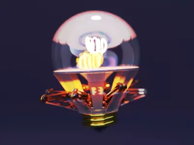 Radiant Ratchet Futuristic Mechanical Lightbulb with Six Legs 3D model
