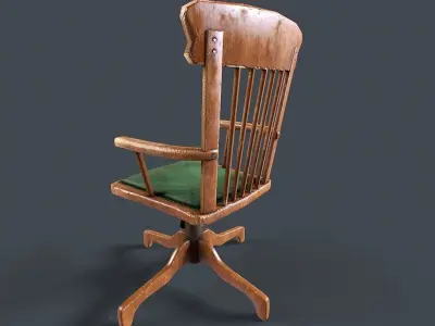 Antique Office Chair Low-poly 3D model