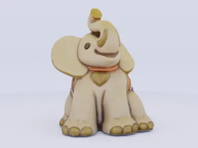 Porcelain elephant statuette Low-poly 3D model
