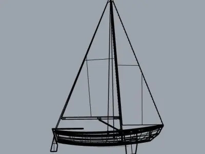 Sailboat model floating in ocean Free 3D model