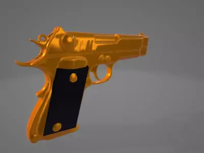 Legendry Golden Brette Gun Low-poly 3D model