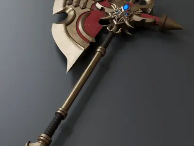 Stylized Viking battle ax 3D model