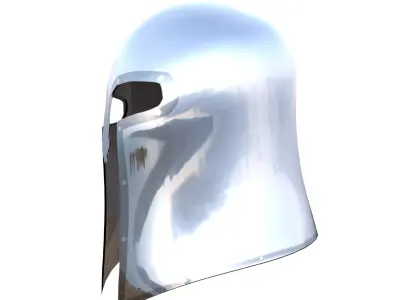 Low Poly Medieval Great Helm Knight Helmet PBR 3D Model Low-poly 3D model