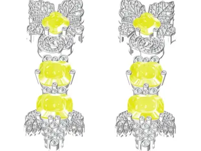 Antique Art Deco Style Earring 2 3D print model