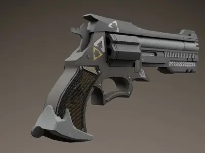 Revolver gun wolfsbane Free low-poly 3D model