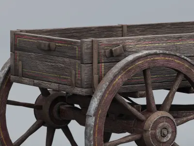 Game Ready Wagon Low-poly 3D model
