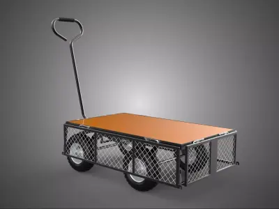 VERSATILE FOLDED METAL GRID SIDE MESH CAGE TROLLEY CART WAGON 4W 3D model