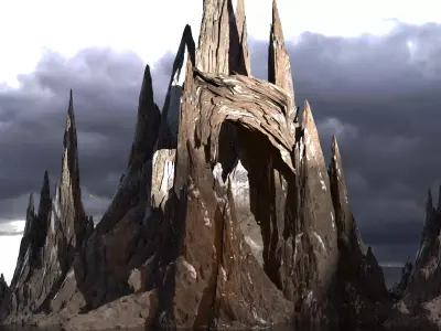 Stylized Snow rock cliffs 3 Mountains 3D model