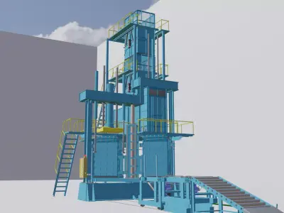 baler industrial machine with ladder 3D model