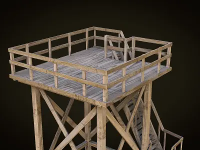 lookout tower PBR Low-poly 3D model Low-poly 3D model