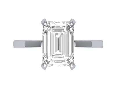 Emerald Solitaire Ring With Hidden Halo 3D print model