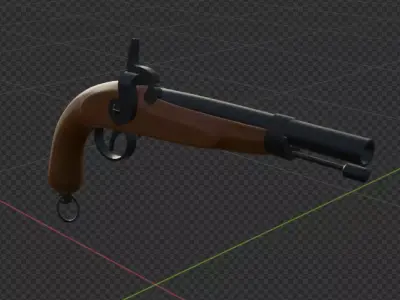 OldGun French type percussion pistol 3D model