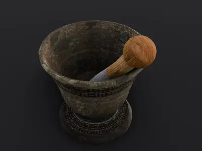 Mortar and Pestle 3D Model Low-poly 3D model
