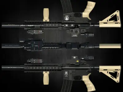 M4 Assault rifle low poly Game ready model Low-poly 3D model