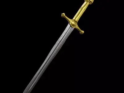 Classic Gold Hilt Longsword 3D model
