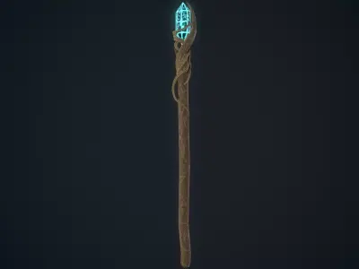 Fantasy Staff Low-poly 3D model