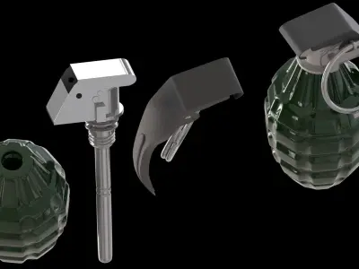 MK2 Hand Grenade With Part Low-poly 3D model