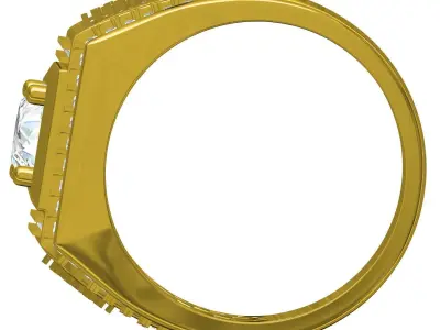 Antique Round Diamond Engagement Ring for Men 3D print model