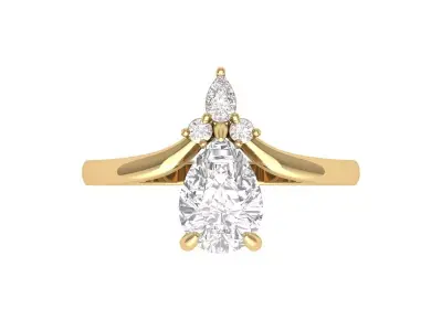 Pear Solitaire Ring 3D print model 8