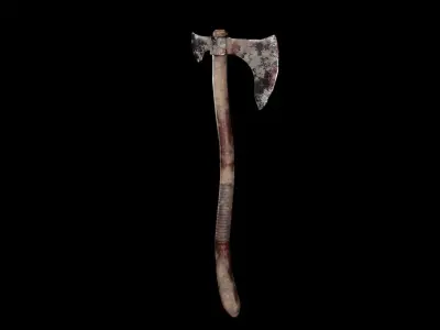 Medieval Axe Low-poly 3D model 8