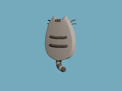 Cat with Pizza Low-poly 3D model