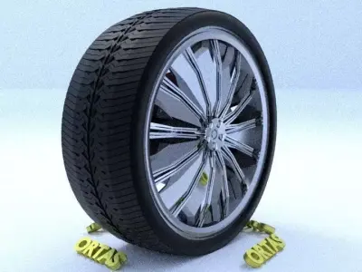 ORTAS CAR RIM 40 GAME READY RIM TIRE AND DISC 3D model