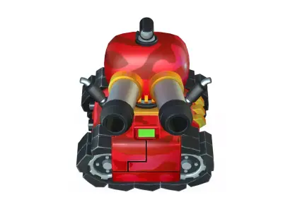 red cartoon tank Low-poly 3D model