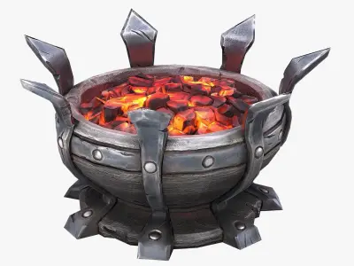 Stylized Dungeon Brazier  Low-poly 3D model