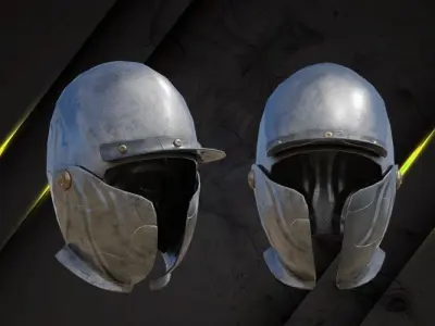 Helmet medieval lowpoly game asset Low-poly 3D model