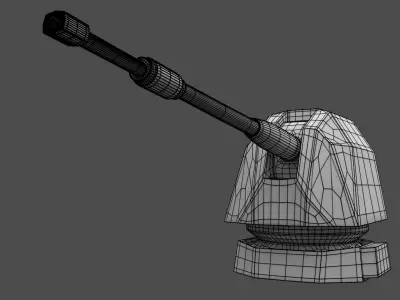 Low Poly Battleship Turret Low-poly 3D model